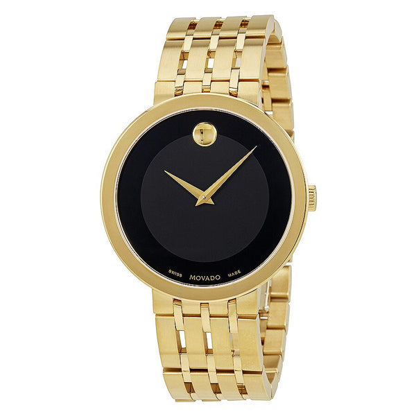 Movado Esperanza Gold Stainless Steel Black Dial Quartz Watch for Gents - 607059