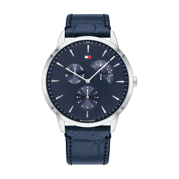 Tommy Hilfiger Brad Blue Leather Strap Blue Dial Quartz Watch for Gents - 1710387