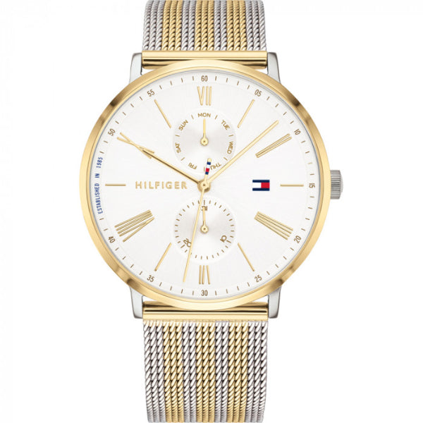 Tommy Hilfiger Jenna Two-tone Mesh Bracelet White Dial Quartz Watch for Ladies - 1782074