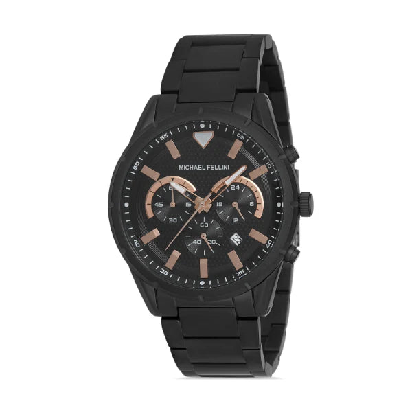 Michael Fellini Black Stainless Steel Black Dial Quartz Watch for Gents - MF2242-5