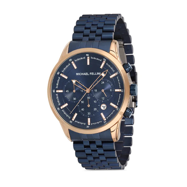 Michael Fellini Blue Stainless Steel Blue Dial Quartz Watch for Gents - MF2250-4