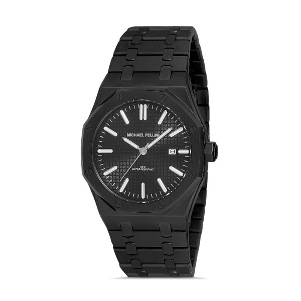 Michael Fellini Black Stainless Steel Black Dial Quartz Watch for Gents - MF2272-8