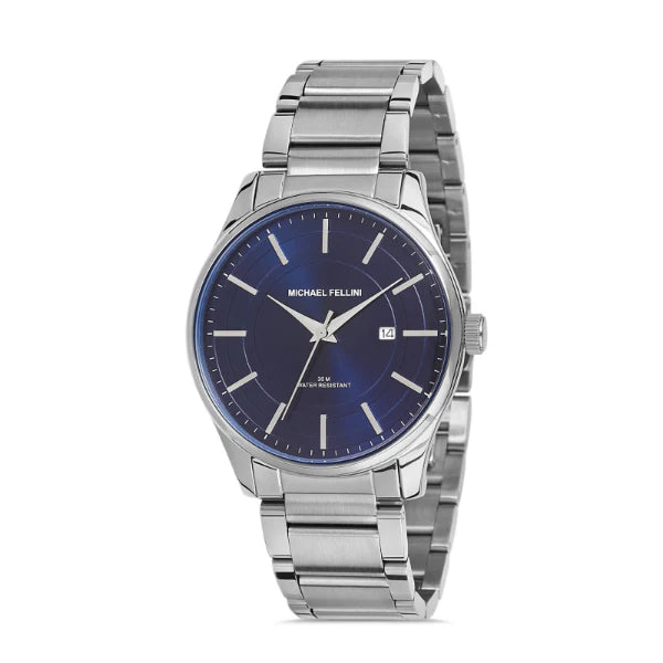 Michael Fellini Silver Stainless Steel Blue Dial Quartz Watch for Gents - MF2274-2