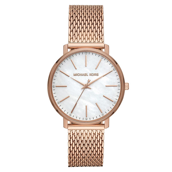 Michael Kors Pyper Gold Mesh Bracelet Mother of pearl Dial Quartz Watch for Ladies - MK-4392