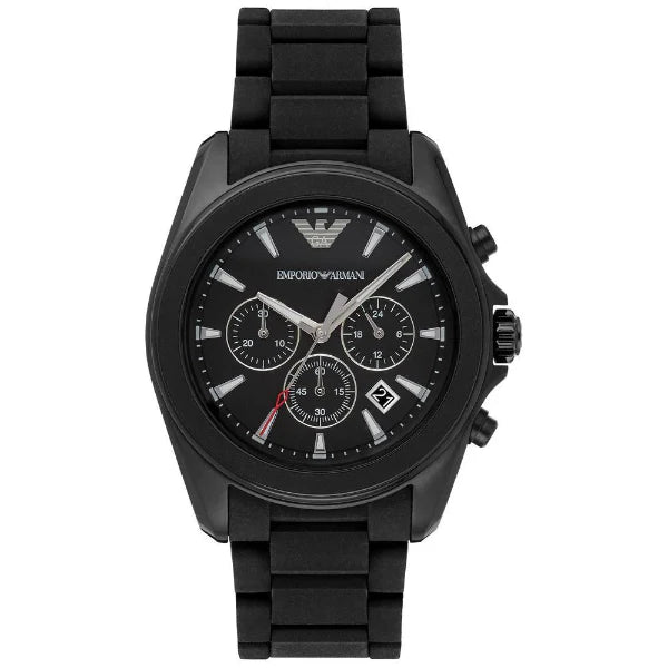 EMPORIO ARMANI Sport Black Rubber Strap Black Dial Chronograph Quartz Watch for Gents - AR-6092-H