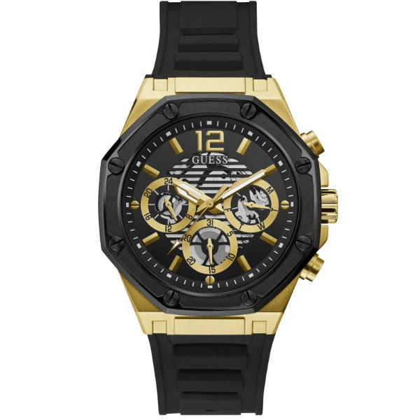 Guess Momentum Black Silicone Strap Black Dial Chronograph Quartz Watch for Gents - GW0263G1