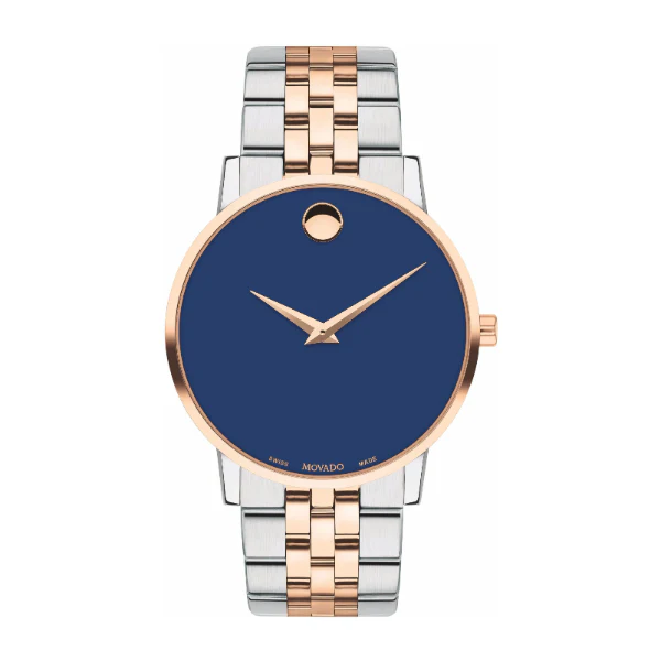 Movado Museum Two-Tone Stainless Steel Blue Dial Quartz Watch for Gents - 607267