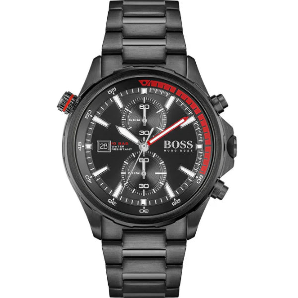 HUGO BOSS Globetrotter Black Silicone Strap Grey Dial Chronograph Quartz Watch for Gents - 1513931