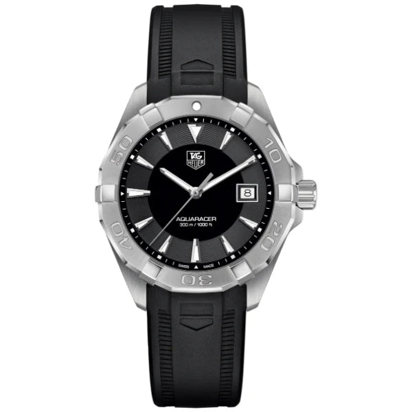 Tag Heuer Aquaracer Black Silicone Black Dial Quartz Watch for Gents - WAY111D.FT8021