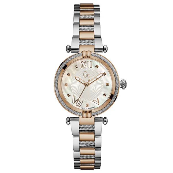 Guess Collection Cable Chic Two-tone Stainless Steel Mother of pearl Dial Quartz Watch for Ladies - Y18002L1