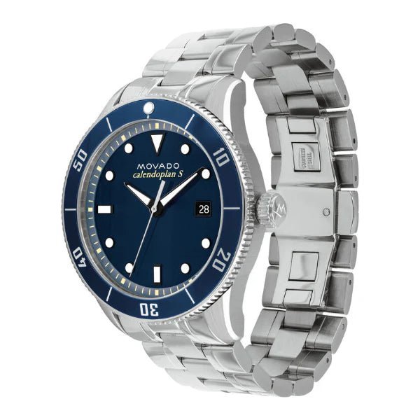 Movado Heritage Silver Stainless Steel Blue Dial Quartz Watch for Gents - 3650094 - watchsmith - pakistan