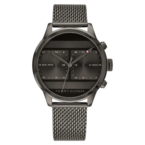 Tommy Hilfiger Icon Black Mesh Bracelet Black Dial Chronograph Quartz Watch for Gents - 1791597