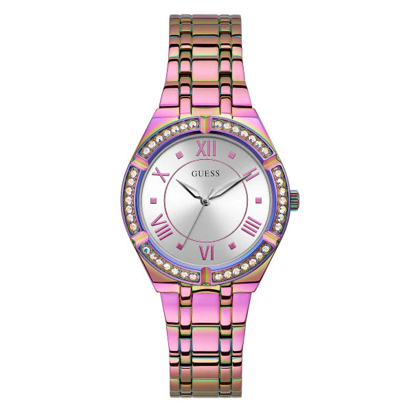 Guess Cosmo Purple Stainless Steel Silver Dial Quartz Watch for Ladies - GW0033L6