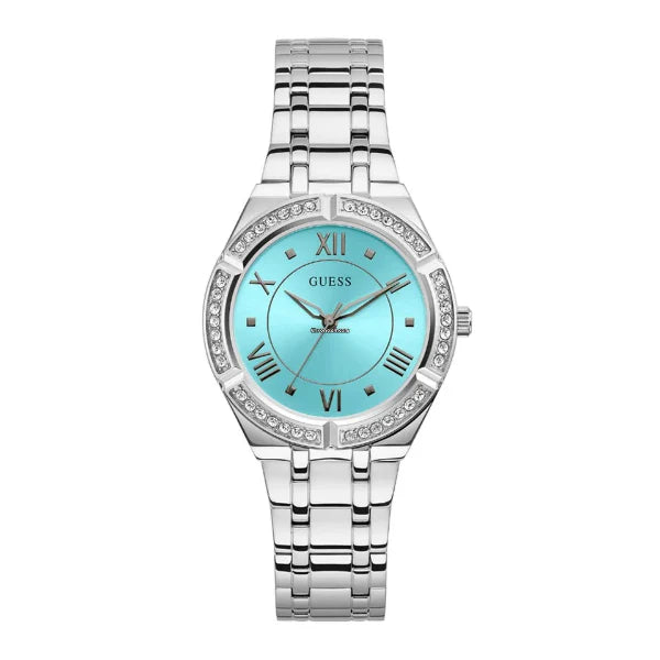 Guess Cosmo Silver Stainless Steel Blue Dial Quartz Watch for Ladies - GW0033L7