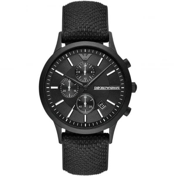 EMPORIO ARMANI Renato Black Textile over silicone Black Dial Chronograph Quartz Watch for Gents - AR11457