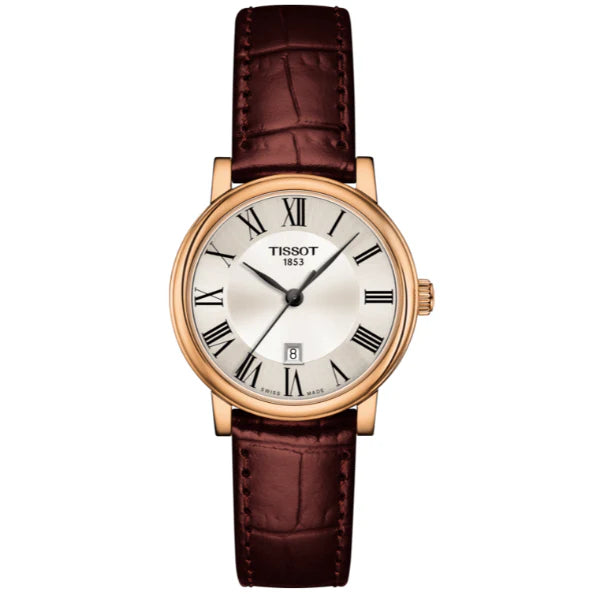 Tissot Carson Premium Brown Leather Strap Silver Dial Quartz Watch for Ladies - T122.210.36.033.00