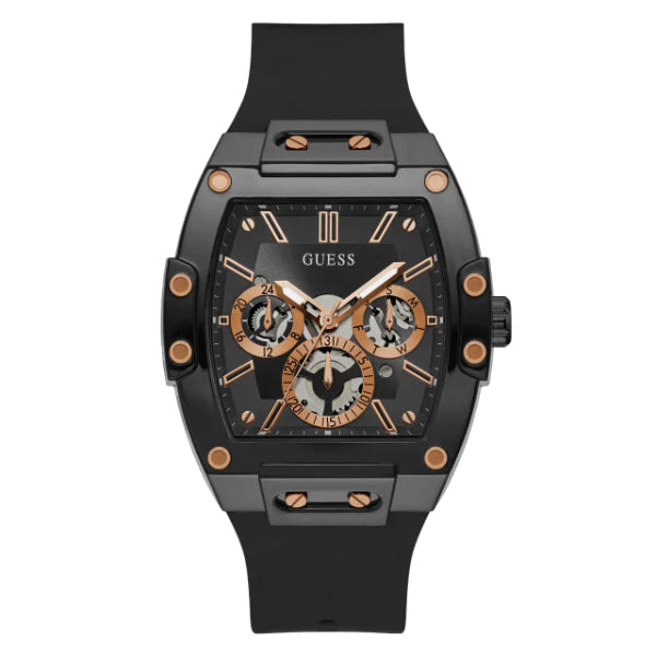 Guess Phoenix Black Silicone Strap Black Dial Quartz Watch for Gents - GW0203G8