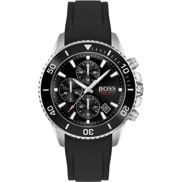 HUGO BOSS Admiral Black Silicone Strap Black Dial Chronograph Quartz Watch for Gents - 1513912