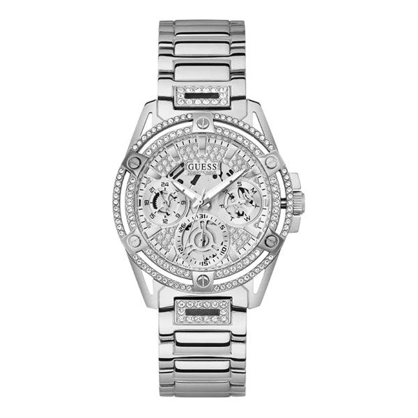 Guess Queen Silver Stainless Steel Silver Dial Quartz Watch for Ladies - GW0464L1