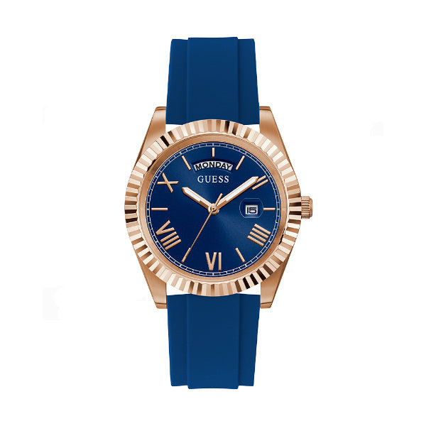 Guess Classic Blue Silicone Strap Blue Dial Quartz Watch for Gents - GW0335G2