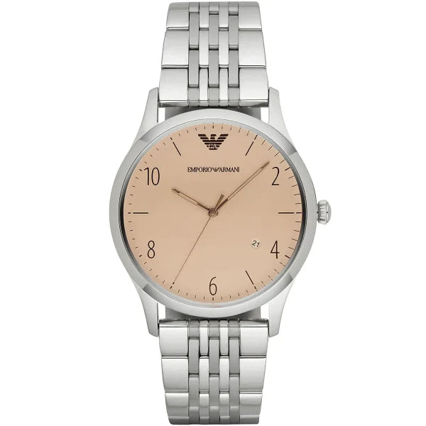 Emporio Armani Classic Silver Stainless Steel Cream Dial Quartz Watch for Gents - AR1881