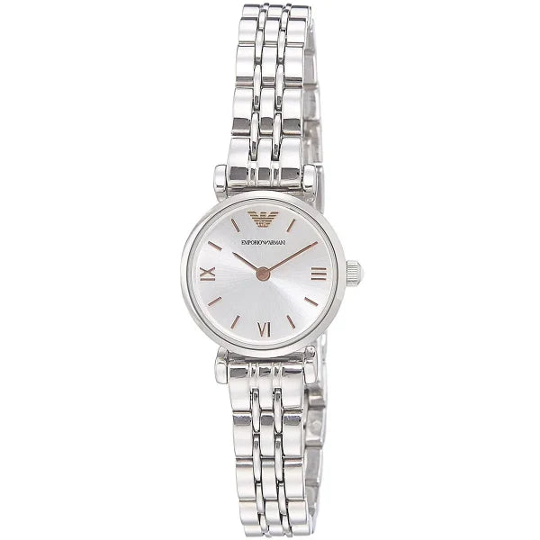 Emporio Armani Retro Silver Stainless Steel Silver Dial Quartz Watch for Ladies - AR1935