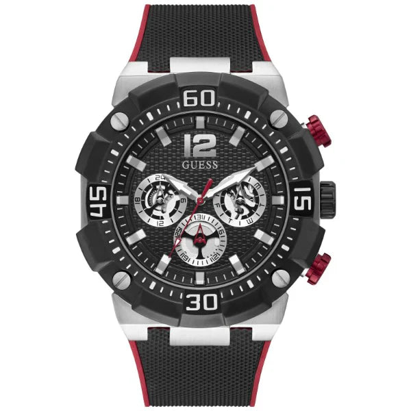 Guess Navigator Black Silicone Strap Black Dial Chronograph Quartz Watch for Gents - GW0264G1