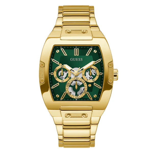 Guess Phoenix Gold Stainless Steel Green Dial Quartz Watch for Gents - GW0456G3