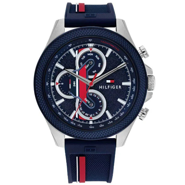 Tommy Hilfiger Clark Blue Silicone Strap Blue Dial Chronograph Quartz Watch for Gents - 1792083