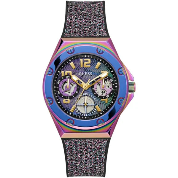 Guess Asteria Iridescent Silicone Strap Iridescent Dial Quartz Watch for Ladies - GW0620L4