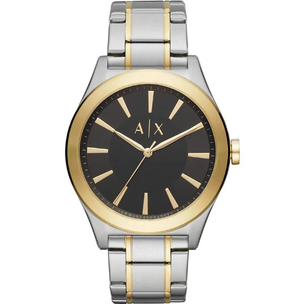 Armani Exchange Nico Two-tone Stainless Steel Black Dial Quartz Watch for Gents - AX2336