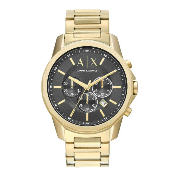 Armani Exchange Gold Stainless Steel Black Dial Chronograph Quartz Watch for Gents - AX1721