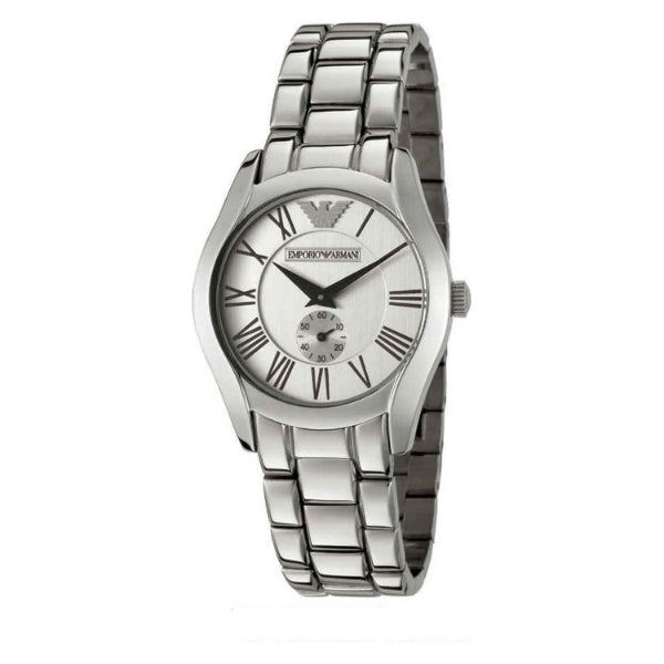 EMPORIO ARMANI Classic Silver Stainless Steel White Dial Quartz Watch for Ladies - AR0698