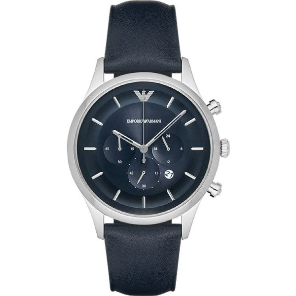 EMPORIO ARMANI Lambda Blue Leather Strap Blue Dial Chronograph Quartz Watch for Gents - AR11018