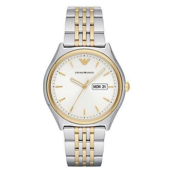 EMPORIO ARMANI Zeta Two-Tone Stainless Steel Cream Dial Quartz Watch for Gents - AR11034