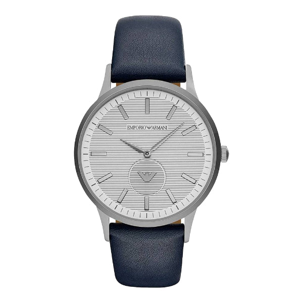 EMPORIO ARMANI Renato Blue Leather Strap Grey Dial Quartz Watch for Gents - AR11119