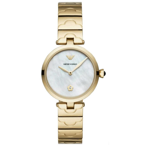 EMPORIO ARMANI Mother of pearl Dial Gold Stainless Steel Watch For Ladies - AR11198