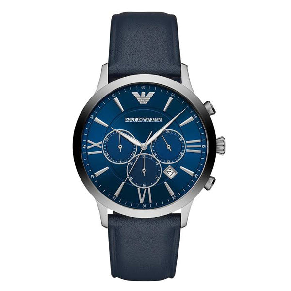 EMPORIO ARMANI Giovanni Blue Leather Strap Blue Dial Chronograph Quartz Watch for Gents - AR11226