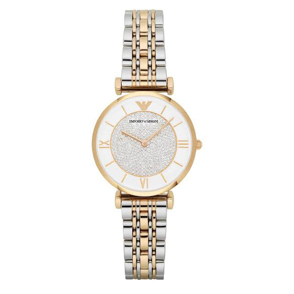 EMPORIO ARMANI White Dial Two-tone Stainless Steel Watch For Ladies - AR2076