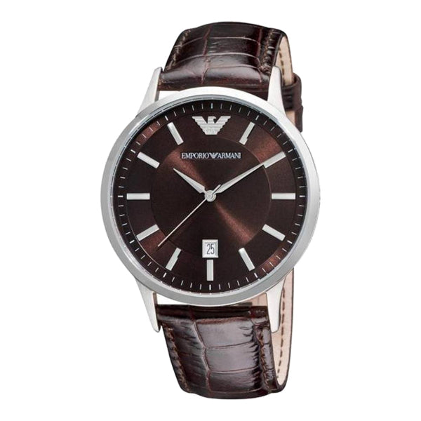 EMPORIO ARMANI Classic Brown Leather Strap Brown Dial Quartz Watch for Gents - AR2413