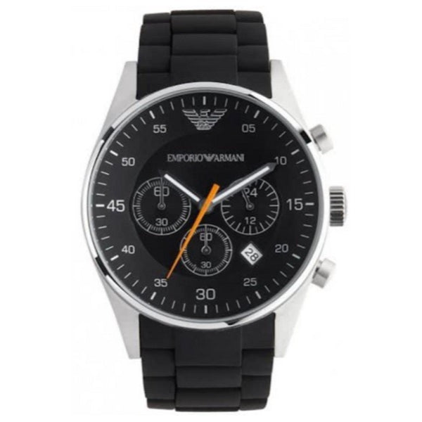 EMPORIO ARMANI Sport Black Rubber Strap Black Dial Chronograph Quartz Watch for Gents - AR5858