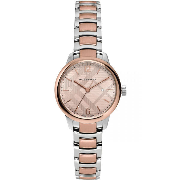 A Burberry Classic Two-tone Stainless Steel Rose Gold Dial Quartz Watch for Ladies