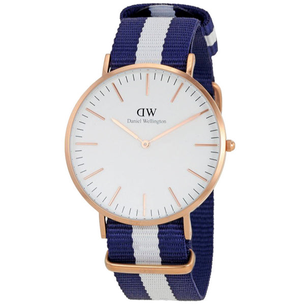 Daniel Wellington Classic Glasgow Two-tone Nylon Strap White Dial Watch for Gents - DW00100004