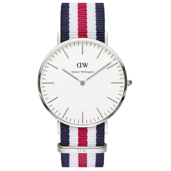 Daniel Wellington Classic Canterbury Multi-tone Nylon Strap White Dial Watch for Gents - DW00100016