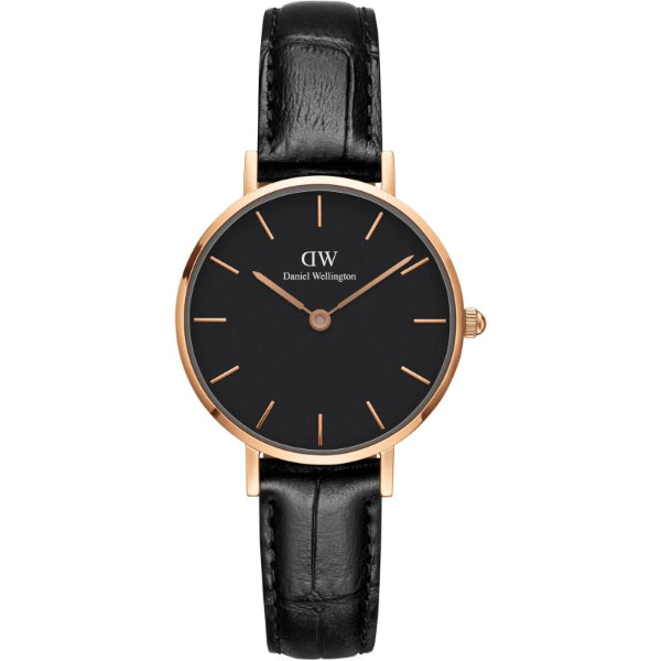 Daniel Wellington Petite Reading 32 Black Leather Strap Black Dial Quartz Watch for Ladies - DW00100223