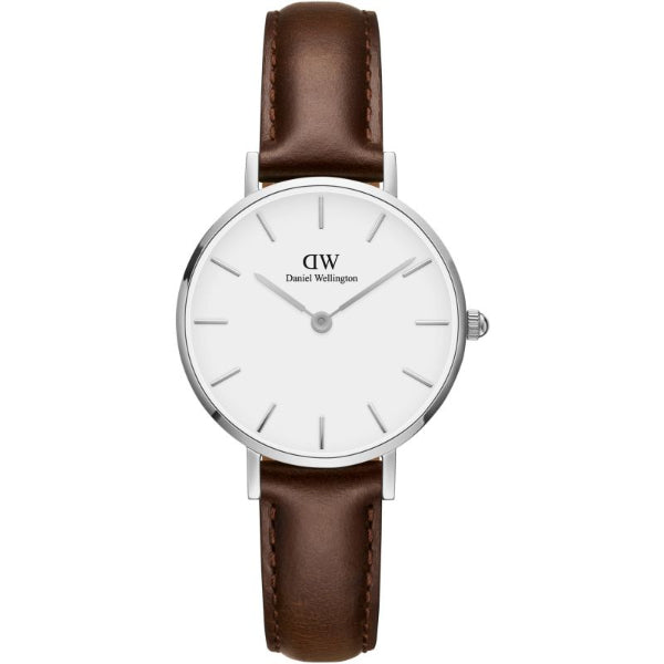 Daniel Wellington Petite Bristol 28 Leather Strap White Dial Quartz Watch for Ladies - DW00100239