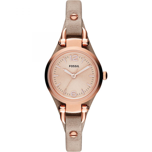 Fossil Georgia Beige Leather Strap Rose Gold Dial Quartz Watch for Ladies - ES3262