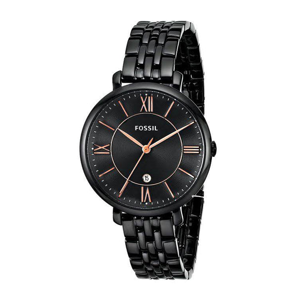 Fossil Jacqueline Black Stainless Steel Black Dial Quartz Watch for Ladies - ES3614