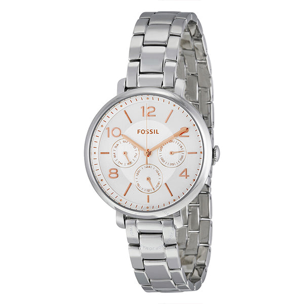 Fossil Jacqueline Silver Stainless Steel White Dial Quartz Watch for Ladies - ES3738