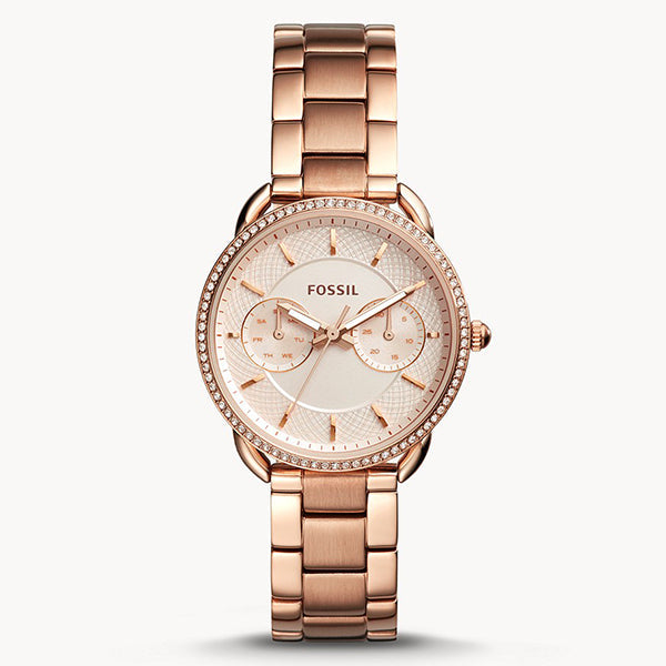 Fossil Tailor Multifunction Rose Gold Stainless Steel Rose Gold Dial Quartz Watch for Ladies - ES4264